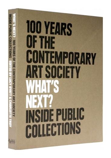 A kraft-brown book: What’s Next? 100 Years of the Contemporary Art Society, edited by Lucy Byatt and Charlotte Troy — bold black type on humble cardboard
